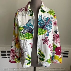 Women’s Petite floral zip up cotton jacket